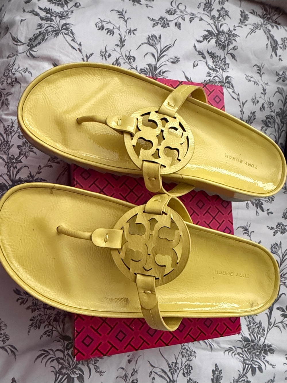 Tory Burch Bright Yellow Logo Thong Sandals